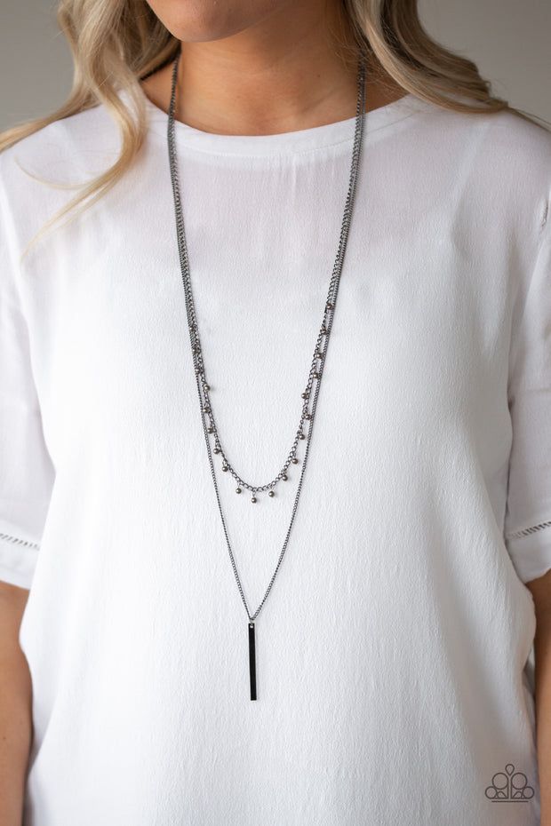 Keep Your Eye On The Pendulum Black Necklace