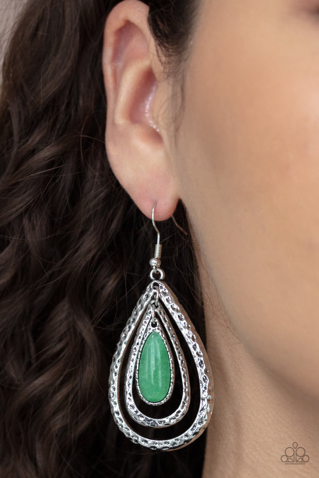 Teardrop Torrent - Green Earring