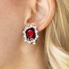 Prime Time Shimmer - Red Clip On Earrings